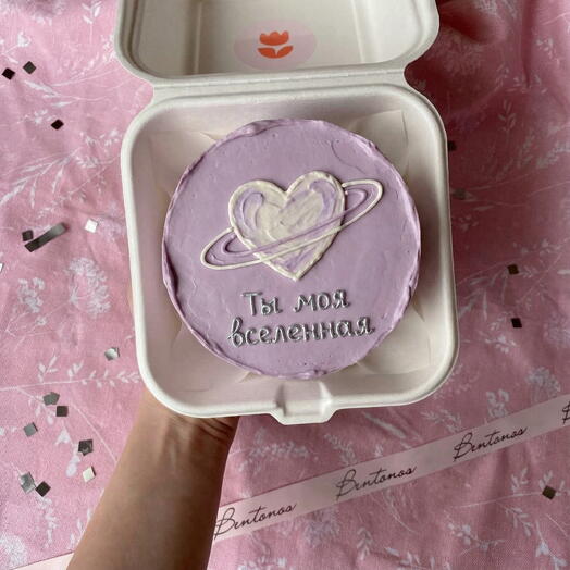 Бенто торт на День Святого Валентина Ты моя вселенная серебро, коллекция «14 февраля»