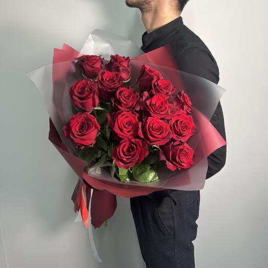 Красные розы Премиум 15 шт