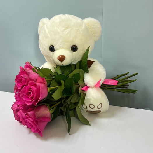 Мишка с розами 🧸🌹️‍🔥