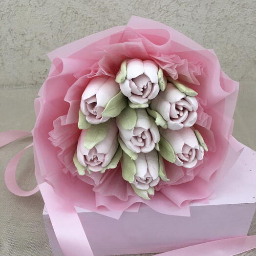 Букет тюльпанов из клубничного зефира. Подарок на день рождения. Подарок на 8 Марта