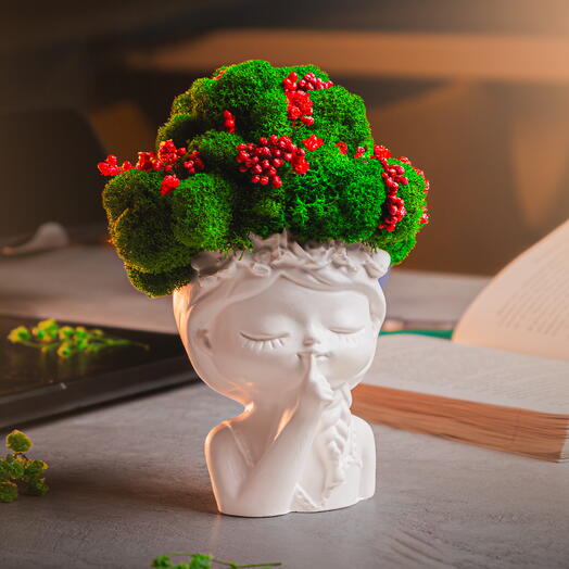 Кашпо со стабилизированным мхом и сухоцветами "FLORENA"