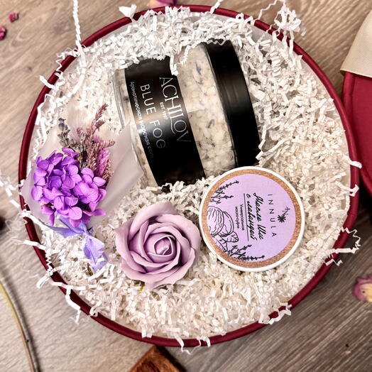 Подарочный бьюти-бокс «Velvet Violet Ritual», подарок из косметики, на день рождения для девушки