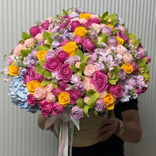 Дофаминовый Премиум букет в Кашпо🌸🌼🌺