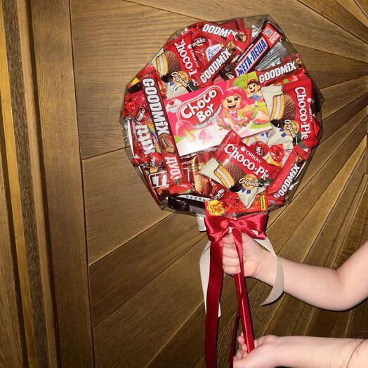 Подарочный набор  Сладкий букет Lollipop микс 🍭🍫 сладости на праздник с подарком внутри Брелок