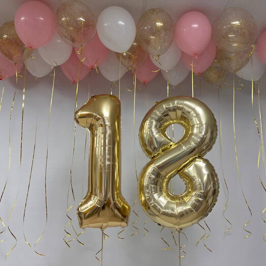 Цифры светлое золото и 22 шара