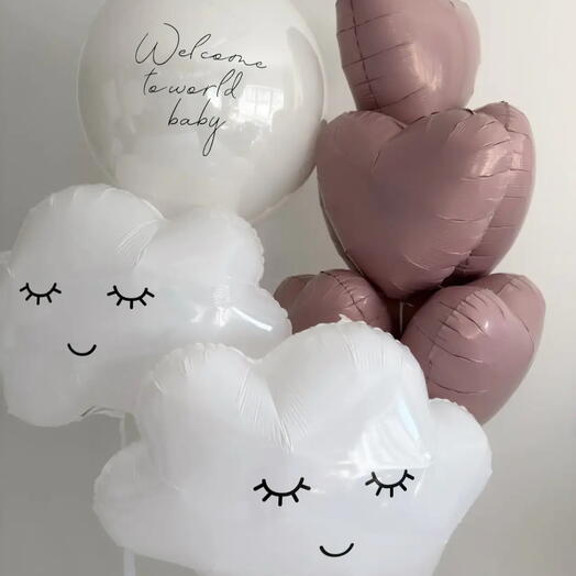 Шар гигант с надписью, облачко и сердца ☁️️ гелиевые шары, доставка