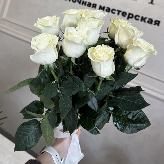 Белые розы 11 шт