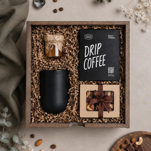 Подарочный набор «Coffeе Time Black» на день рождения другу, мужу, брату, коллеге, подарок на годовщину