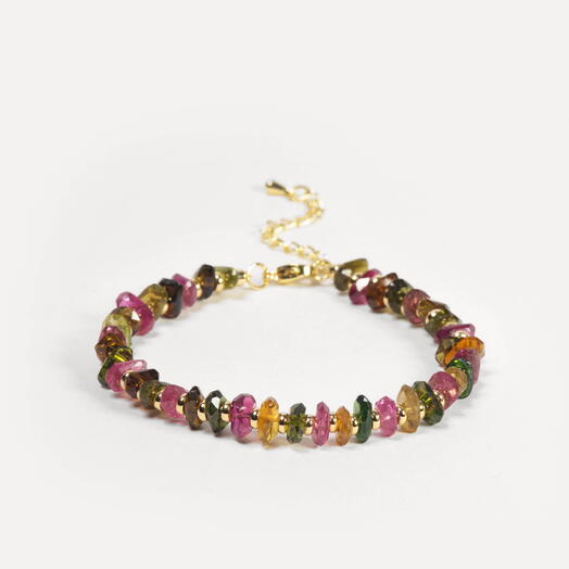 Браслет Секвойя Турмалин микс 14K 19 см (BRA1186)
