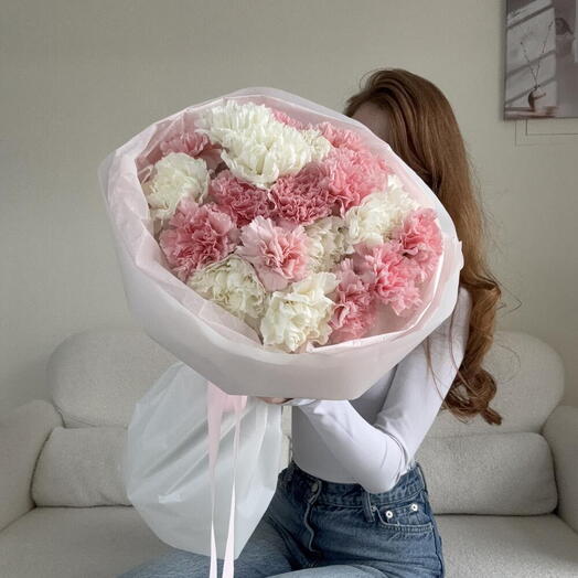 Микс из 25 диантусов белые и розовые