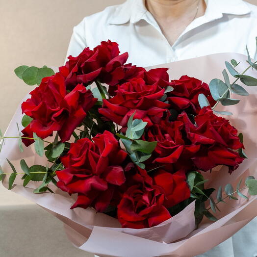 Французские красные розы 9 шт Букет