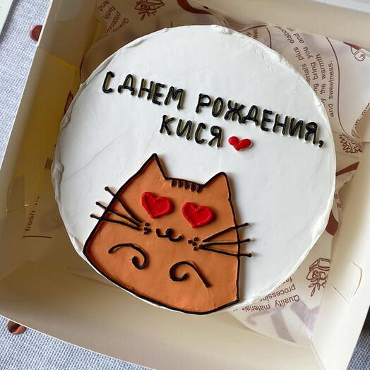 Бенто торт средний 700-750г с котиком на день рождения