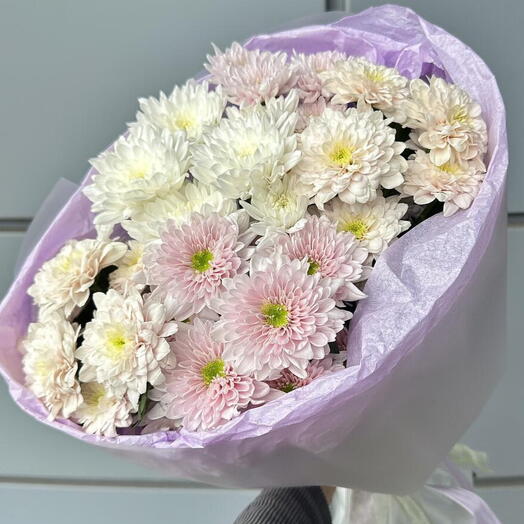 Хризантемы «Зефирка» - нежный микс 🌸 Дофаминовый букет
