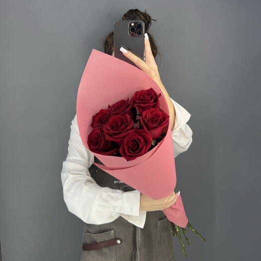 Монобукет🌹 Красная Роза Экспловер 7 шт