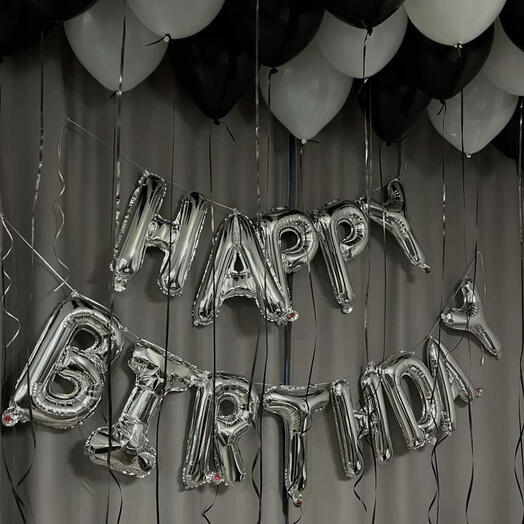 18 шаров и надпись Happy Birthday на день рождения