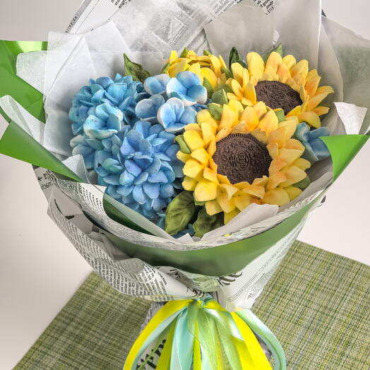 Мини букет с Подсолнухами из зефира, D14