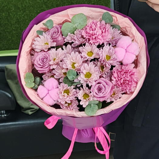 авторский букет в пастельнго розовой гамме