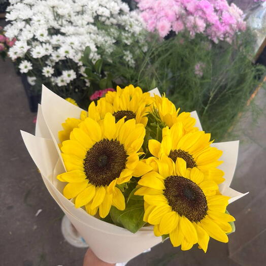 Букет Sun seven! 🌻🦋🍀 из 7 солнечных подсолнухов