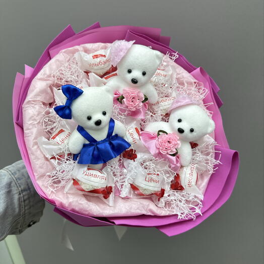 Букет с мягкими игрушками и Raffaello ♥️