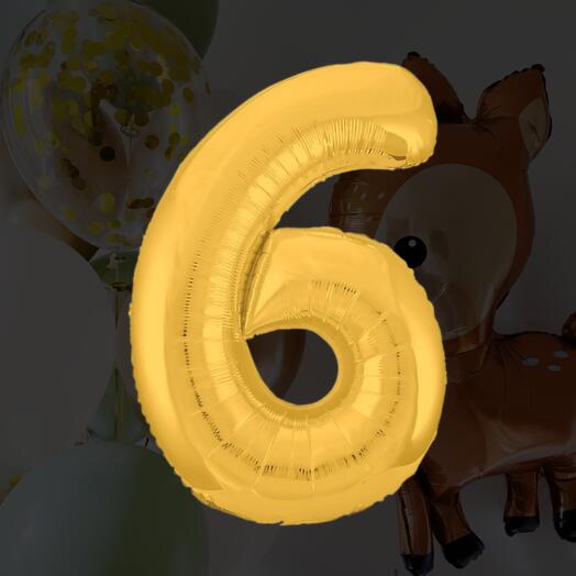 Шар-цифра "6" золото