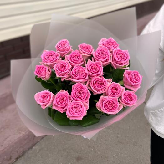 Bouquet of pink aqua roses 60cm 19pcs