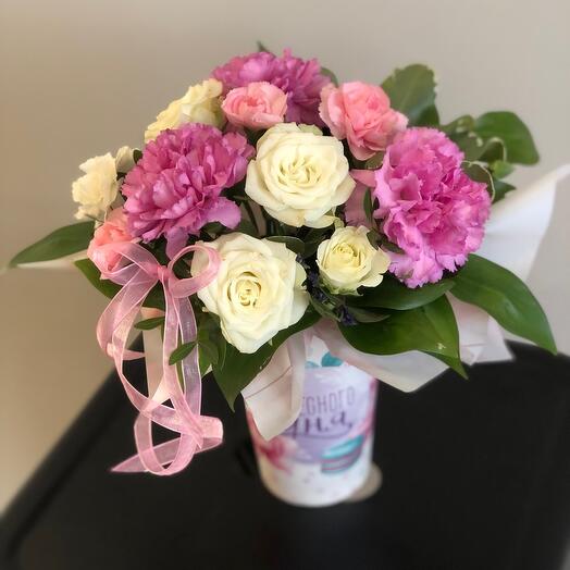 Flowers "Wonderful day" with a bush rose