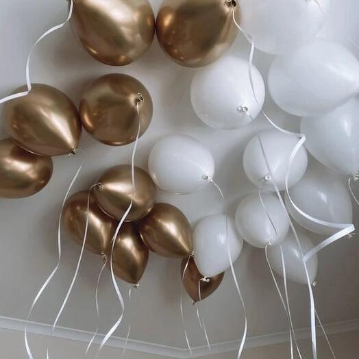 Globos en el techo "Gold white" con helio y tratamiento 20pcs
