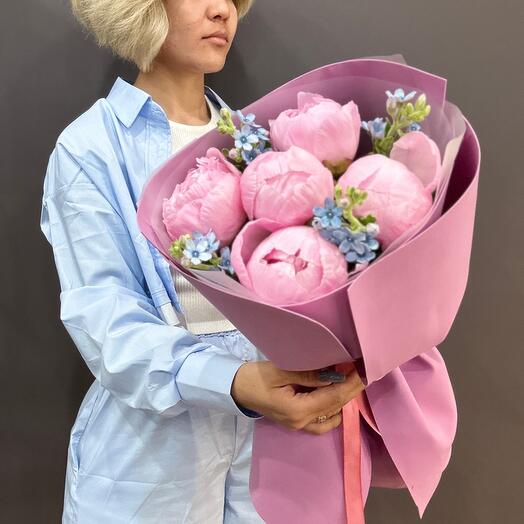 😍Нежный букет пионов с незабудками