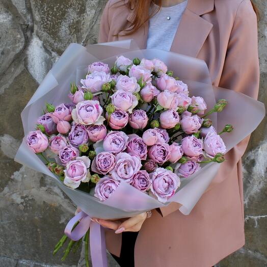 Пионовидные розы Лаванда баблз 15 шт