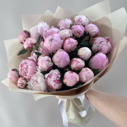 Lush bouquet with peonies