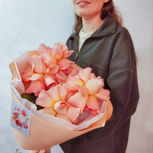 Rosas francesas de melocotón, 5 piezas