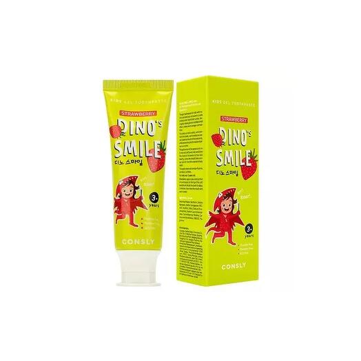 Consly Dino s Smile Kids Паста зубная гелевая детская с ксилитом и вкусом клубники - 60 г