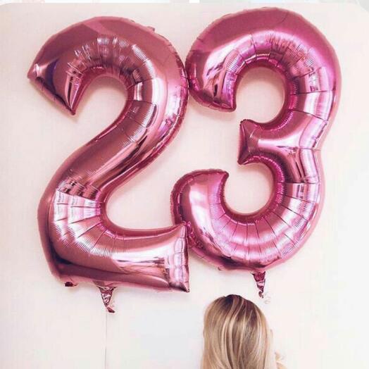 Воздушные шары-цифры розового цвета 23