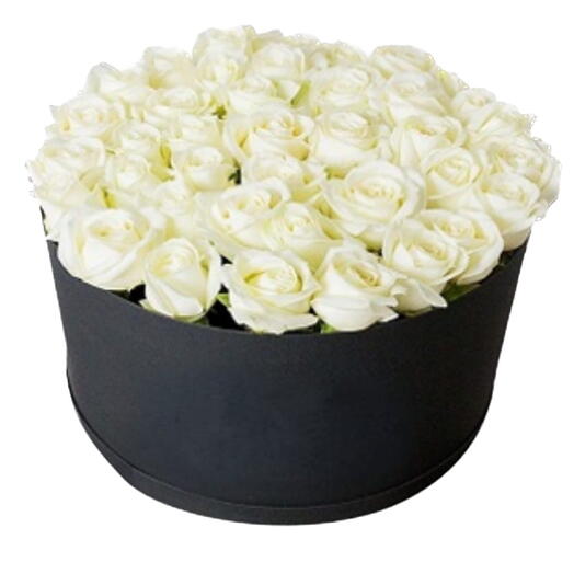 Pure Love: 30 White Roses in a Sleek Black Box