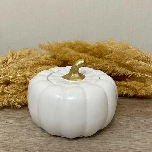 Шкатулка «Тыква» ручной работы из гипса. Подарок на День Рождения для девушки, подруги, мамы