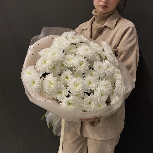 Bouquet of 9 bush chrysanthemums "Lace cloud", size S