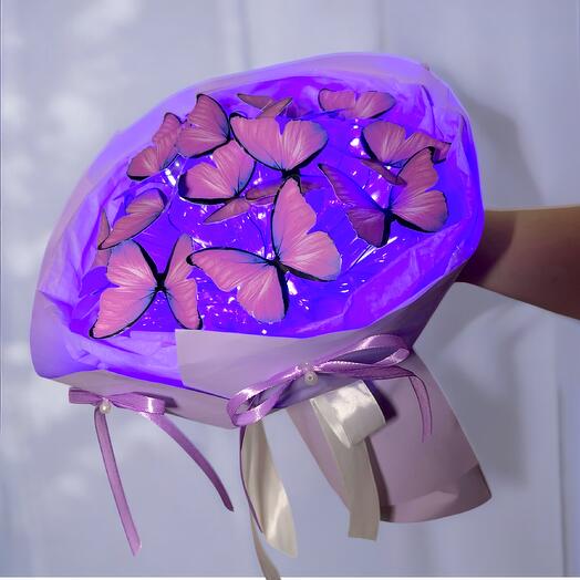 Bouquet of butterflies in lavender color