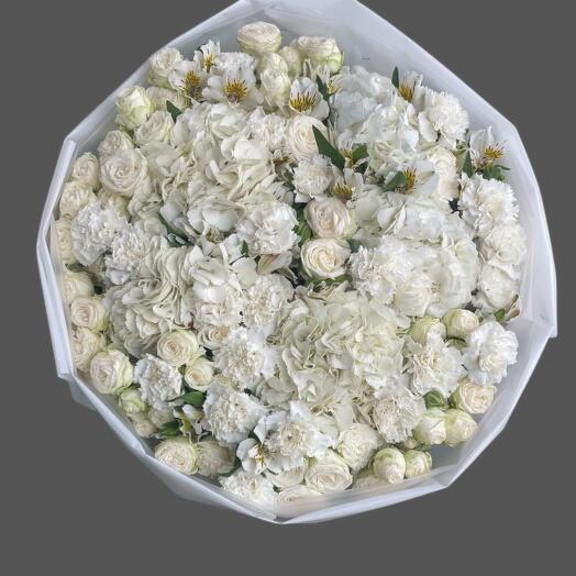 Snow-white hydrangeas