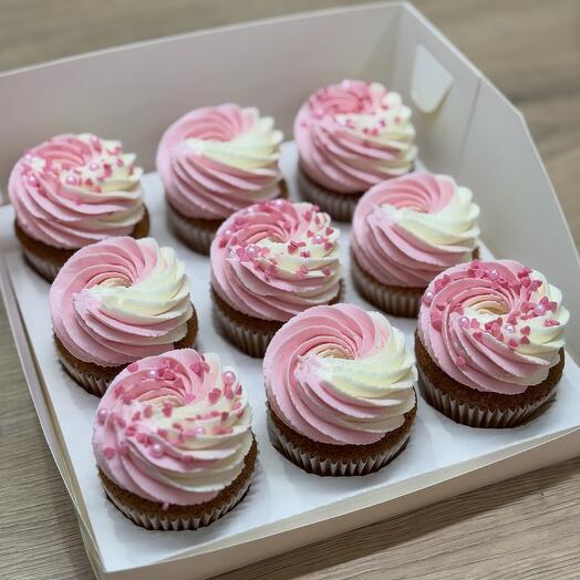 Капкейки 9шт розово-белые