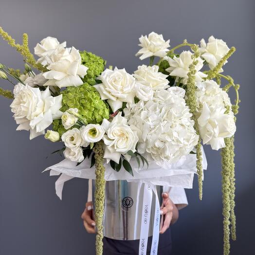 White and green flower box