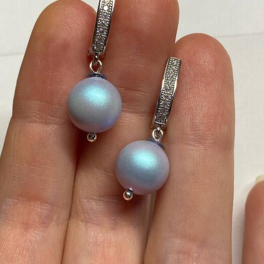Серьги с жемчугом Swarovski голубые
