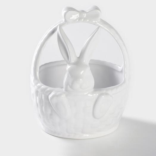 Конфетница Кролик доломит белая 12х14.7 см