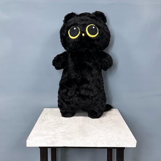 Мягкая игрушка «черный кот с большими глазами»