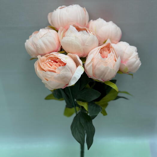 Пион искусственный кремовый 7 голов букет