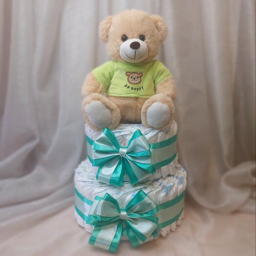 Торт из памперсов для Новорожденного (зеленый)