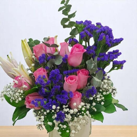 Sweet Lavender and Pink Rose Bouquet