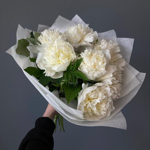 Моно из семи белых пионов
