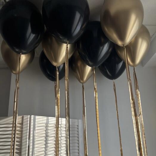 Набор из 10 гелиевых шаров под потолок на дождике