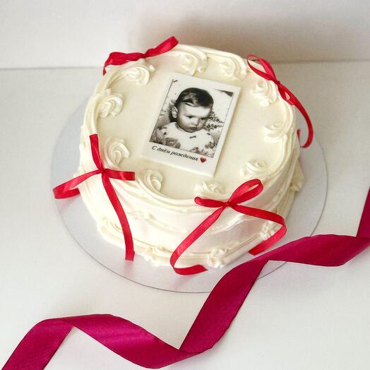 Торт 1 кг ламбет винтажный с фото/фотографией «с днём рождения»