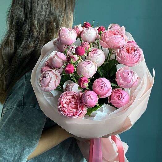 Кустовые пион розы 5 шт Сильва Пинк